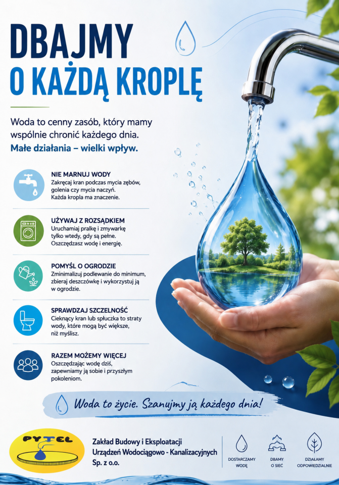 Komunikat do mieszkańców – apel o ograniczenie zużycia wody