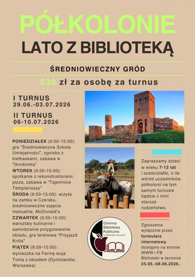 Półkolonie LATO Z BIBLIOTEKĄ 2026 "Średniowieczny gród"